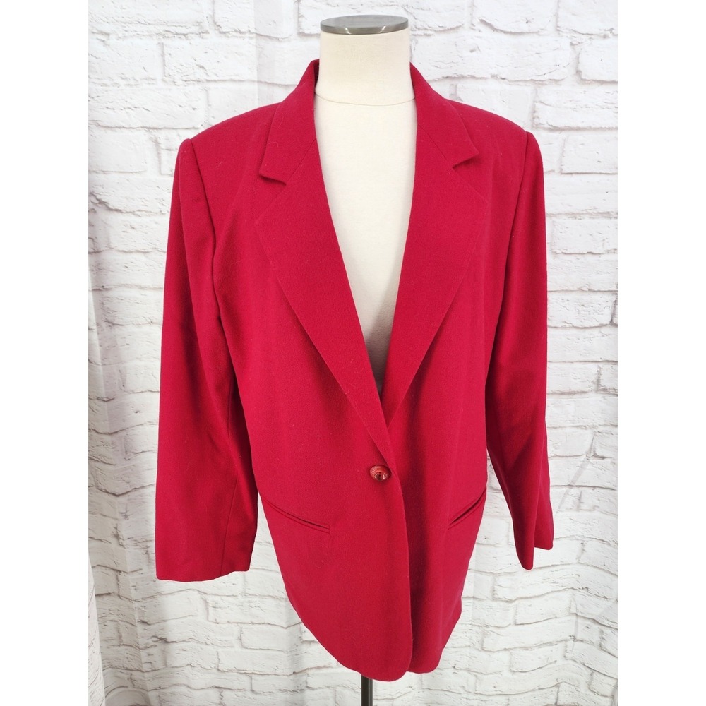 Vintage Sag Harbor Red Blazer Wool Longling Retro 80s 90s Women 18 Professional
